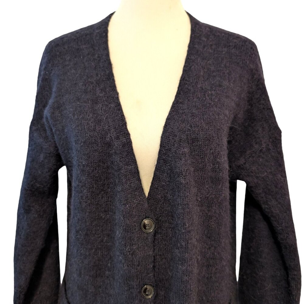 Massimo Dutti Womens Size S Blue Alpaca Wool Cashmere Blend Oversized Cardigan - Picture 4 of 12